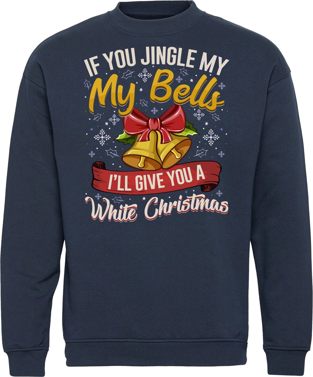Kersttrui Jingle My Bells | Foute Kersttrui Dames Heren | Kerstcadeau volwassenen | Kerst | Navy | maat L